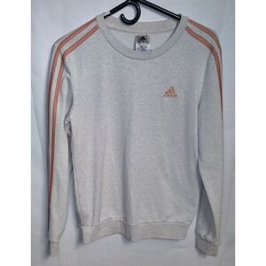 Adidas Essentials 3-Stripes Fleece‎ Sweatshirt Off White Heathered Coral Size S